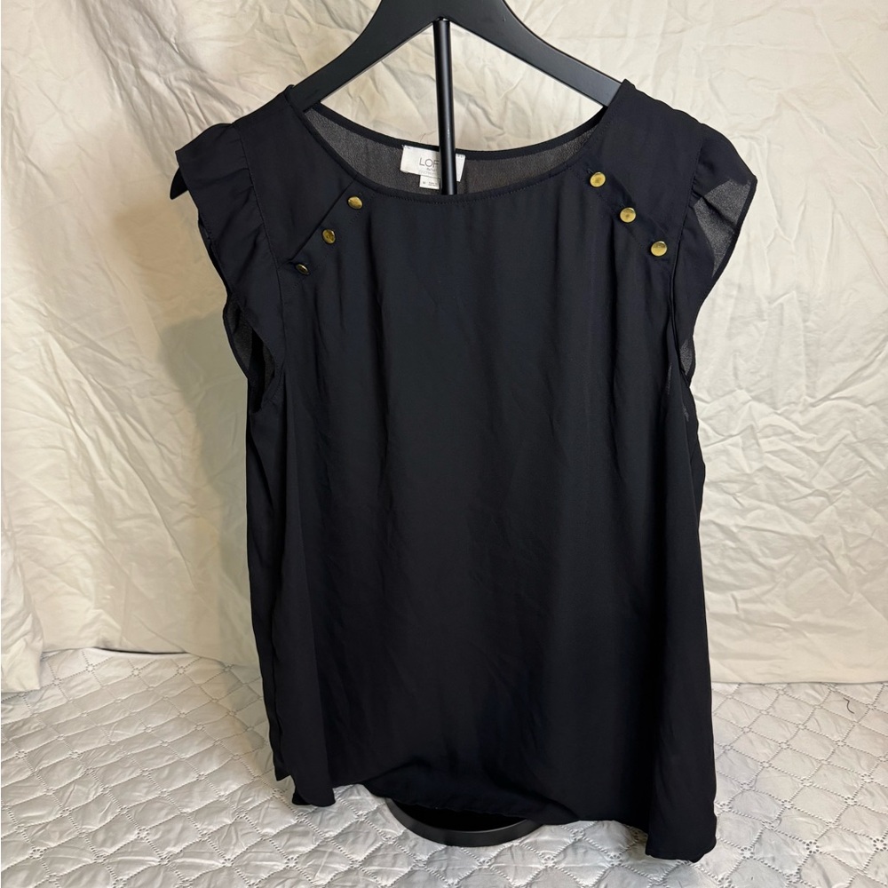 LOF Black Blouse with Gold Button Details